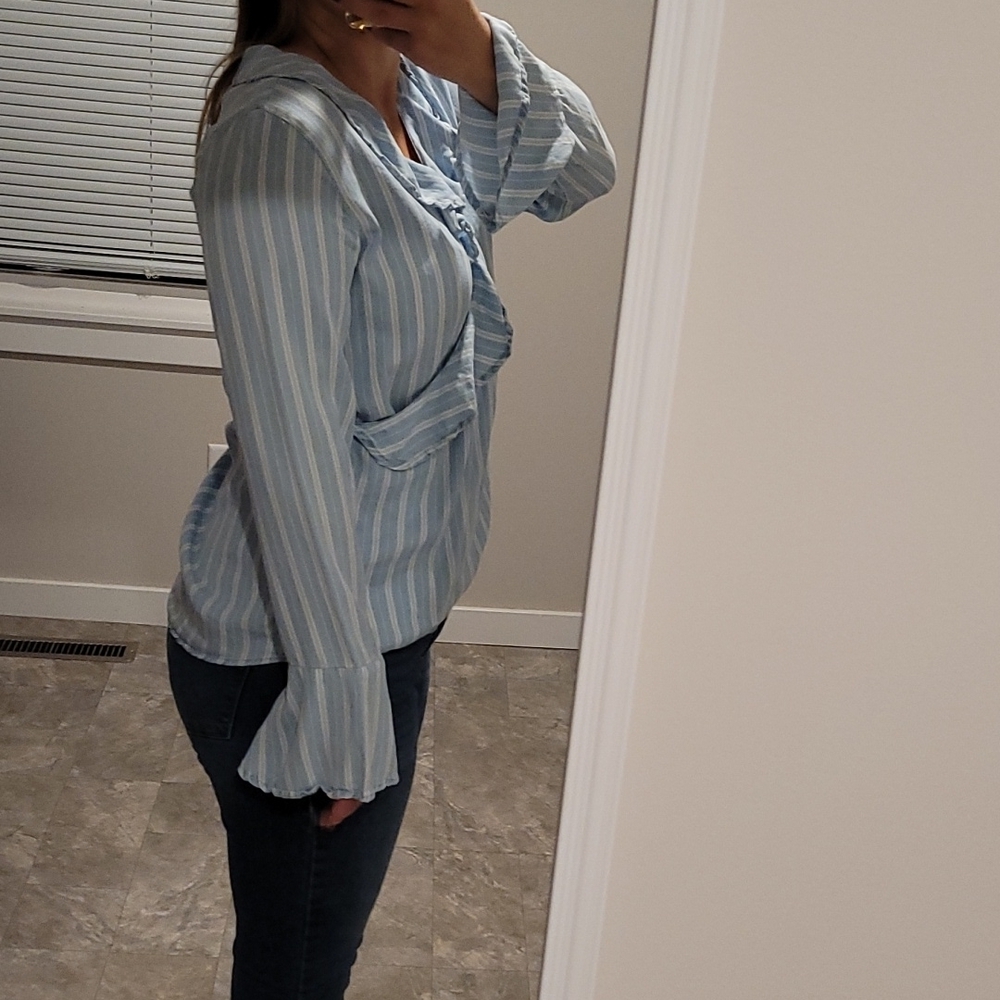 Dear John Striped blouse with ruffled neckline - Picture 3 of 7